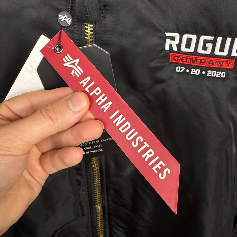 Rogue Coat Mens XXL Black‎ Alpha MA-1 Flight Jacket Bomber Military Tactical
